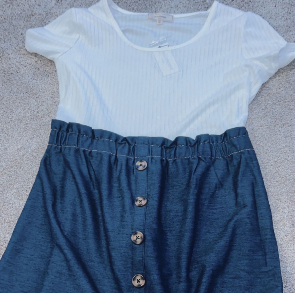 no comment xl white & navy dress